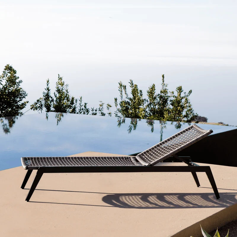 Modern Aluminum Chaise Lounge with Cushion for Outdoor Relaxation