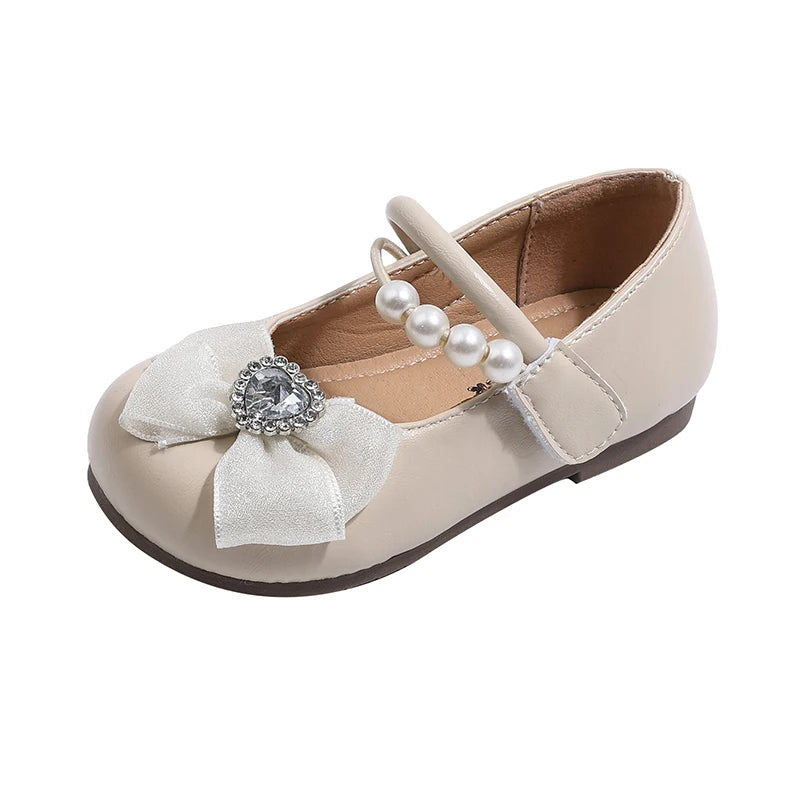 ZOCI Girls Bow Leather Casual Shoes for 4-6 Year Olds