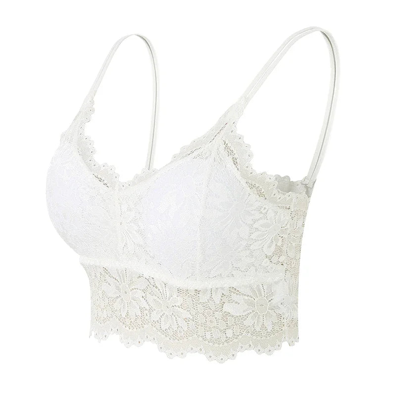 Lace Wireless Bralette for Women - Comfortable Solid Color Design