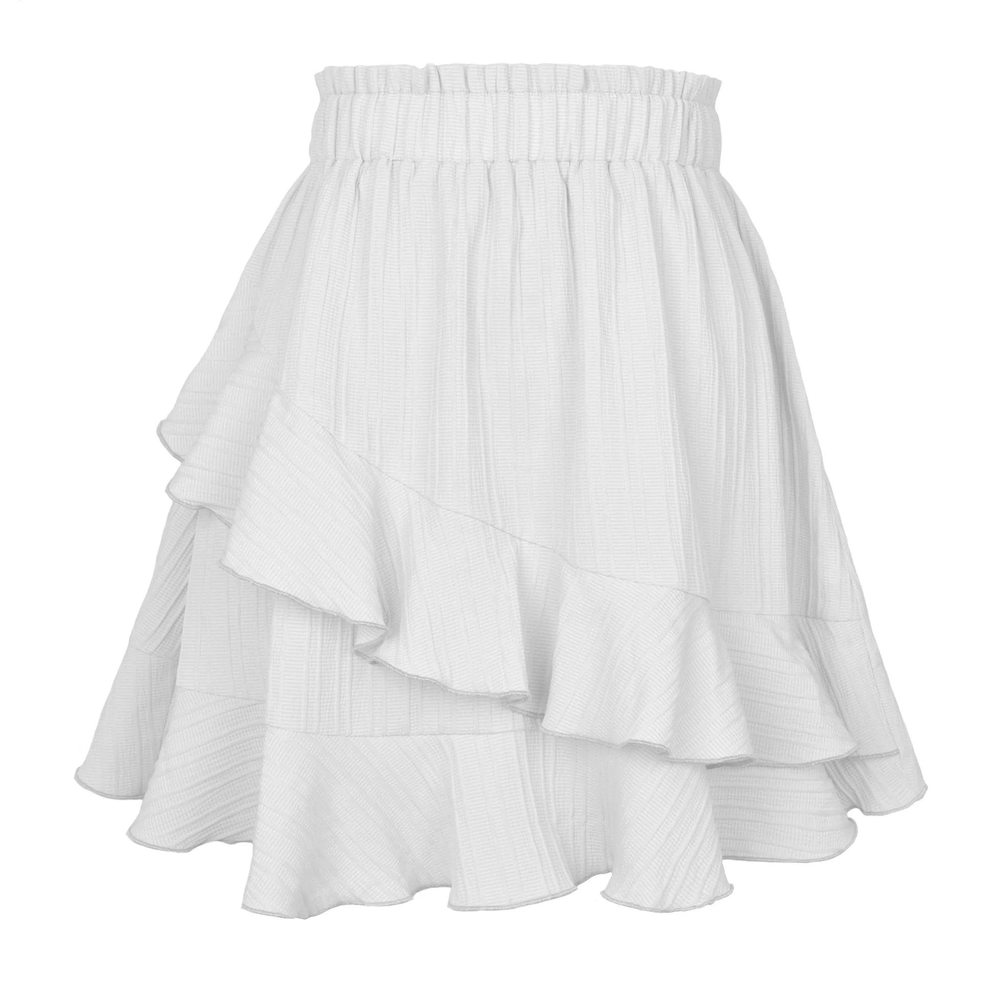 Stylish High Waist Ruffle Skirt for Women in Solid Colors