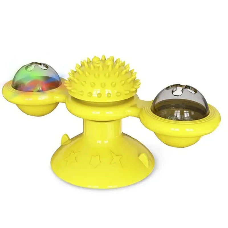 Interactive Windmill Cat Toy for Kittens with Turntable Design