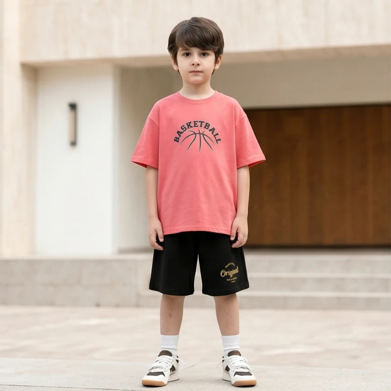 Boys Cotton Basketball Outfit Set for Summer Play