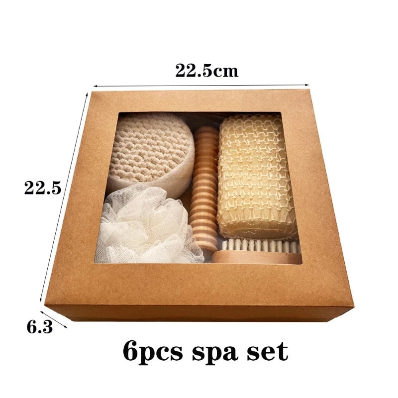 Sisal Bath Set with Towel, Brush and Grindstone Gift Box