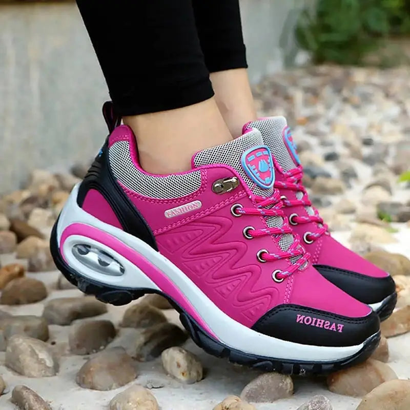 Luxury Women's Platform Sneakers in Microfiber with Lace-Up Closure