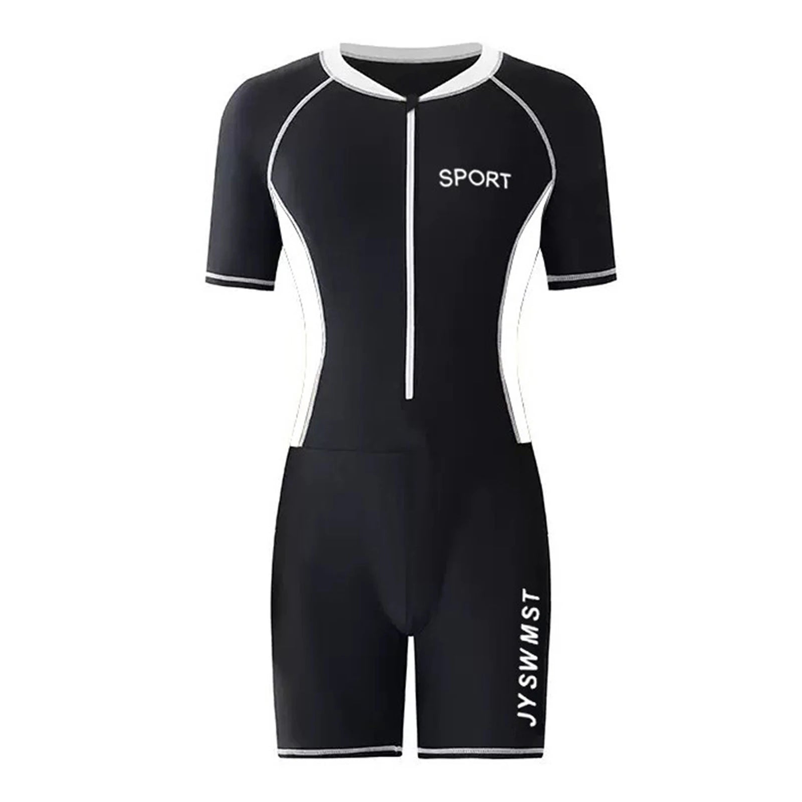 Mens One-Piece Swim Leotard with Front Zipper for Beachwear