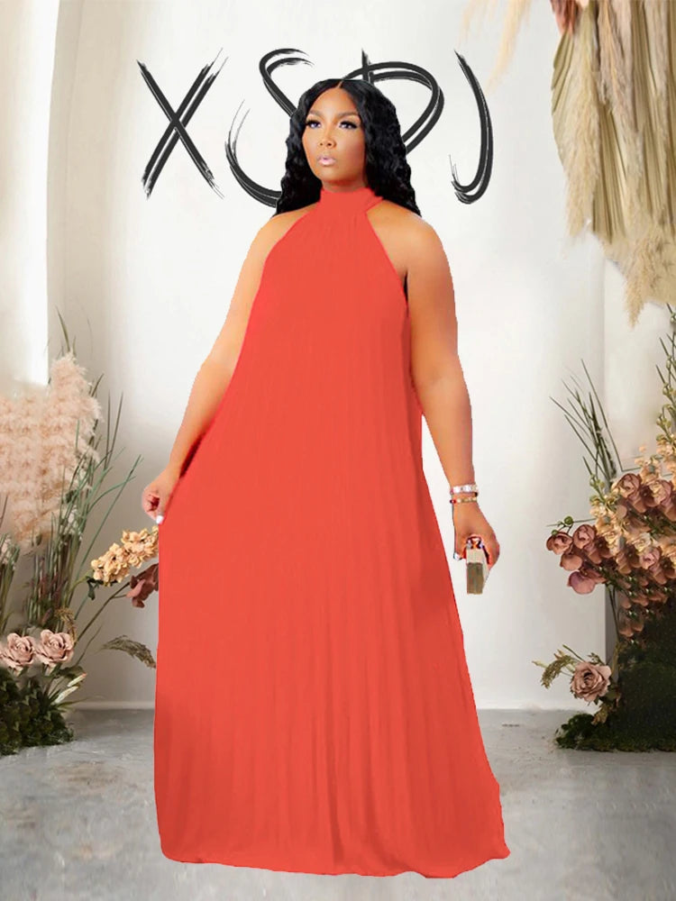 Elegant Plus Size Chiffon Halter Dress for Women