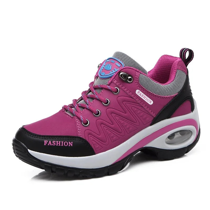 Luxury Women's Platform Sneakers in Microfiber with Lace-Up Closure
