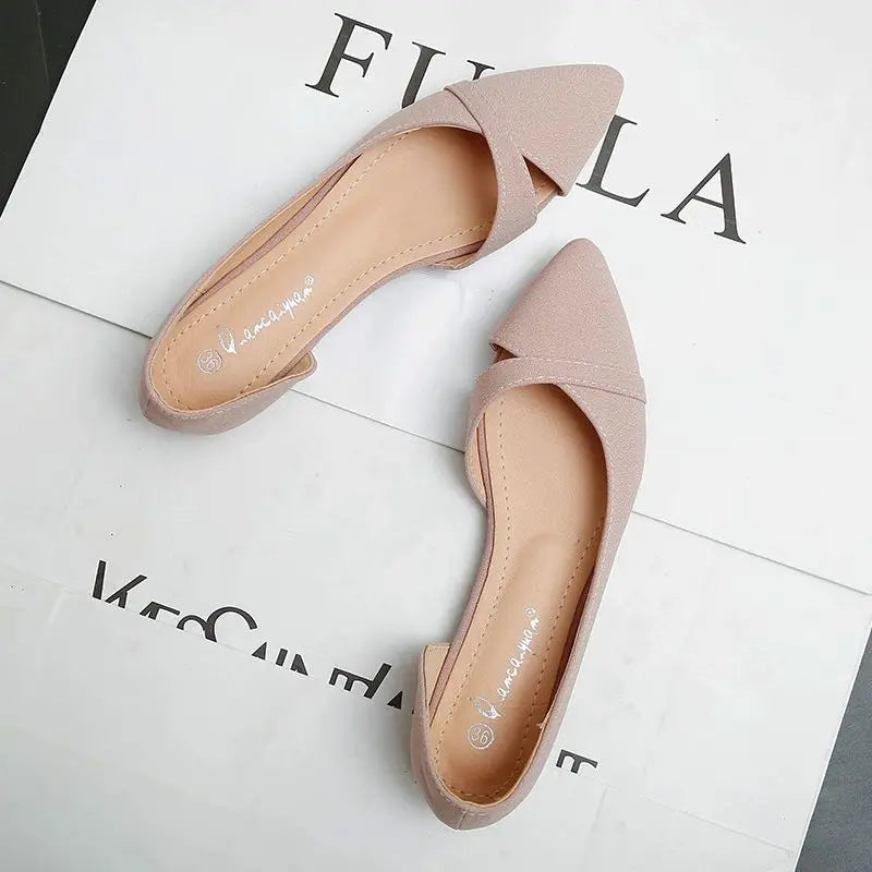 Elegant Pink Slip-On Flats for Women with Pointed Toe Size 39