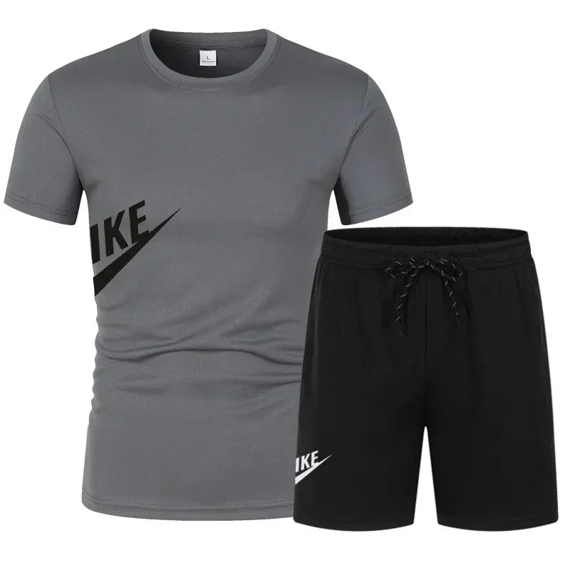 Men's Breathable Polyester Summer T-Shirt and Shorts Set