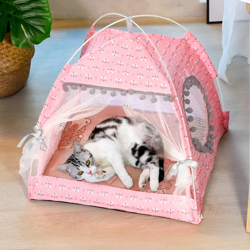 Charming Semi-Closed Flower Tent Nest for Pets
