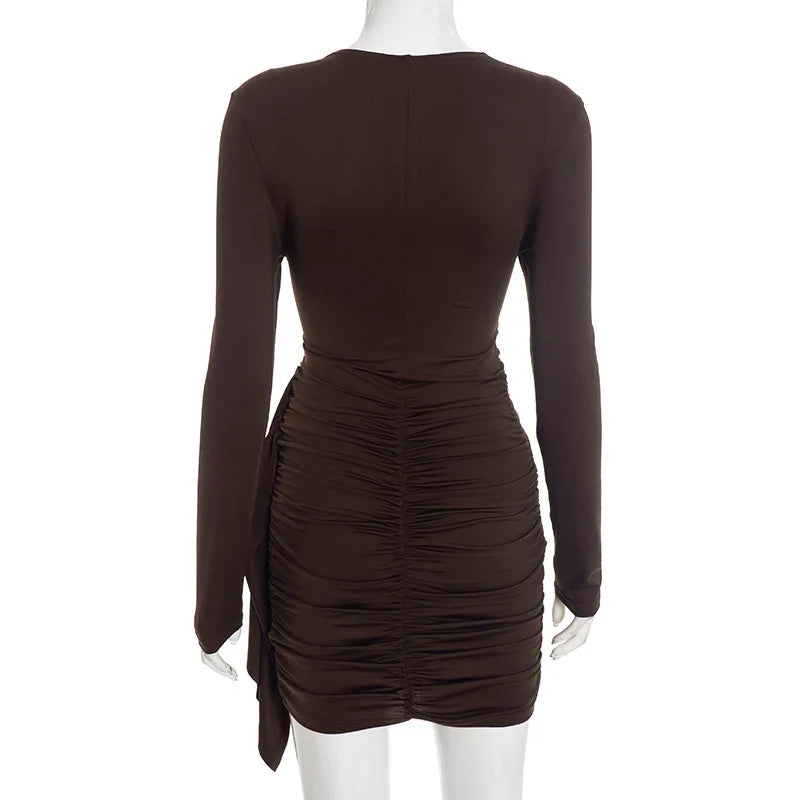 Chic Women's Bodycon Mini Dress with Ruched Detail