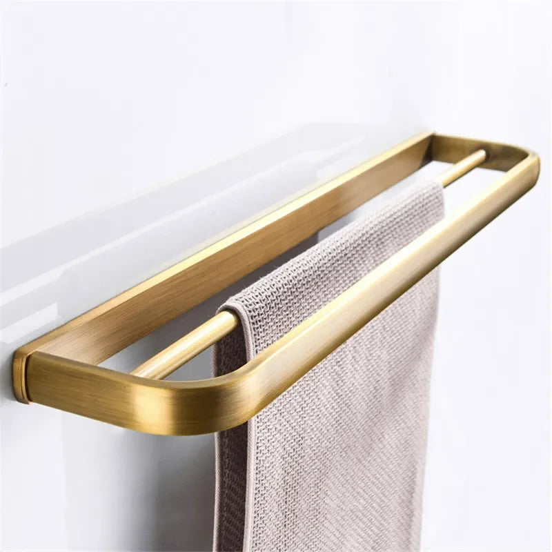 Antique Bronze Bathroom Hardware Set with Towel Rack and Shelf