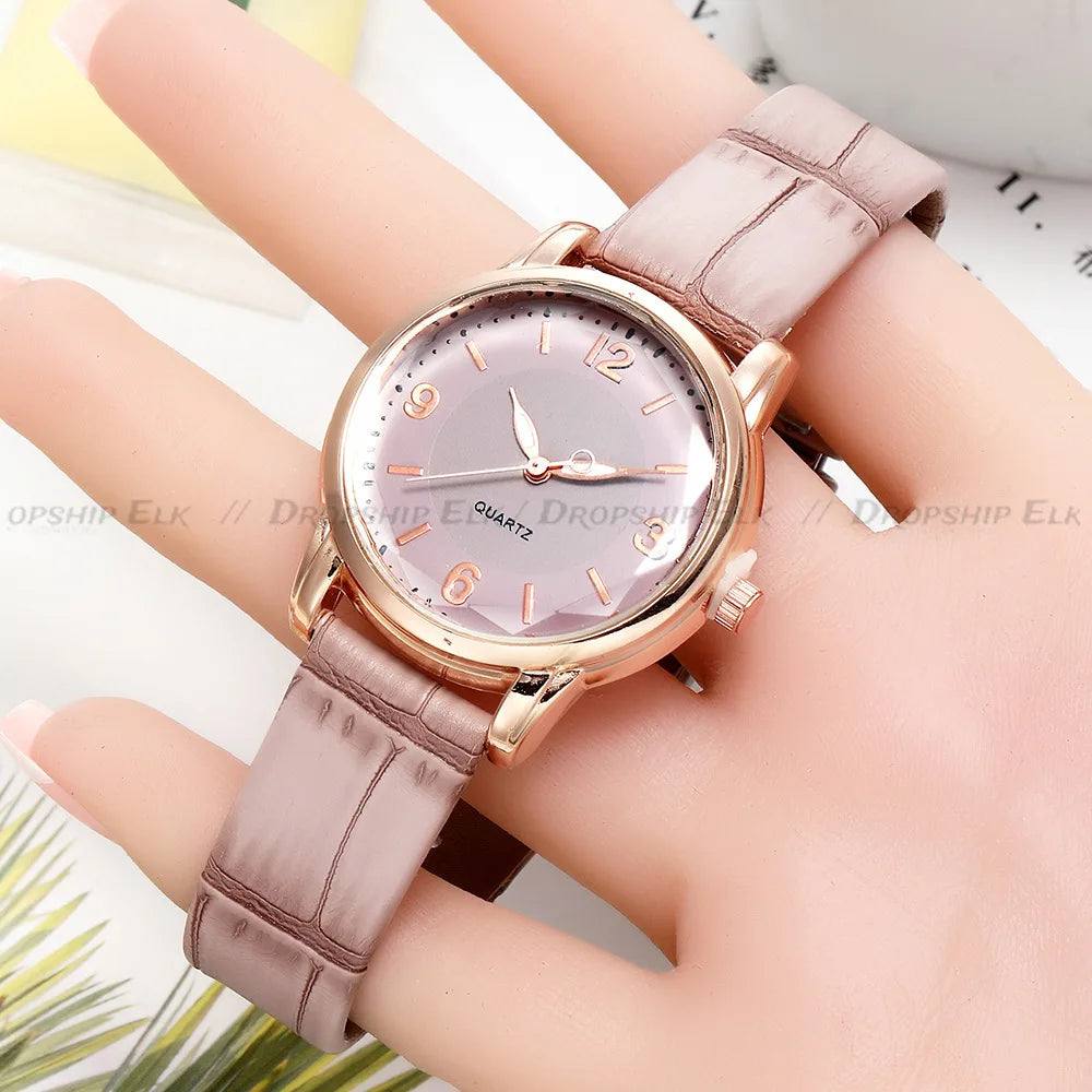Luxury Women's Quartz Leather Watch with Alloy Case