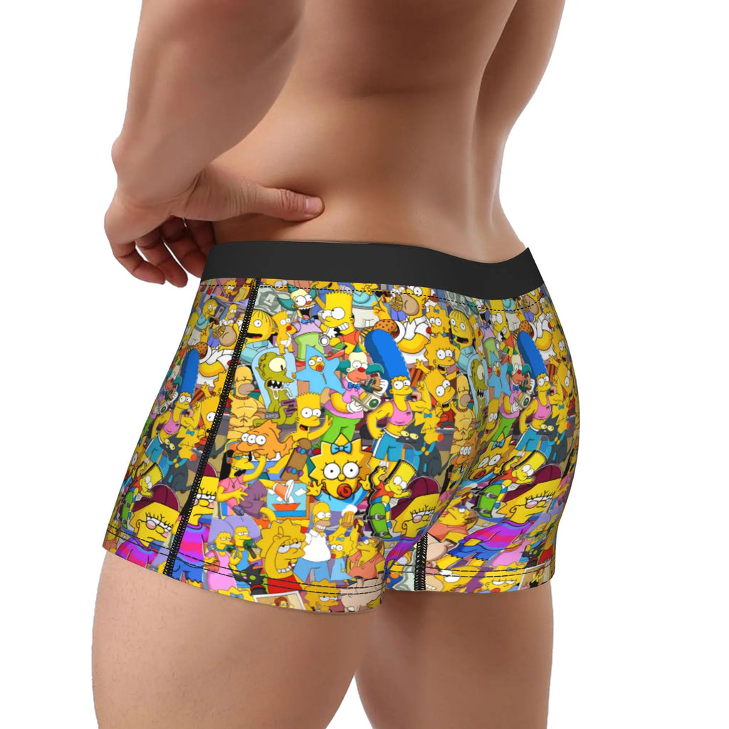 S-Simpsons Family Cartoon Characters Men's Boxer Shorts Plus Size