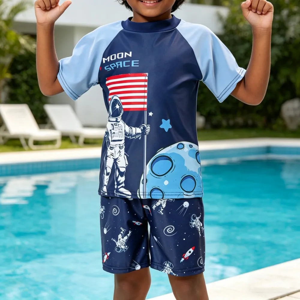 Boys Cartoon Swimwear 3 Piece Set for Ages 3 to 12