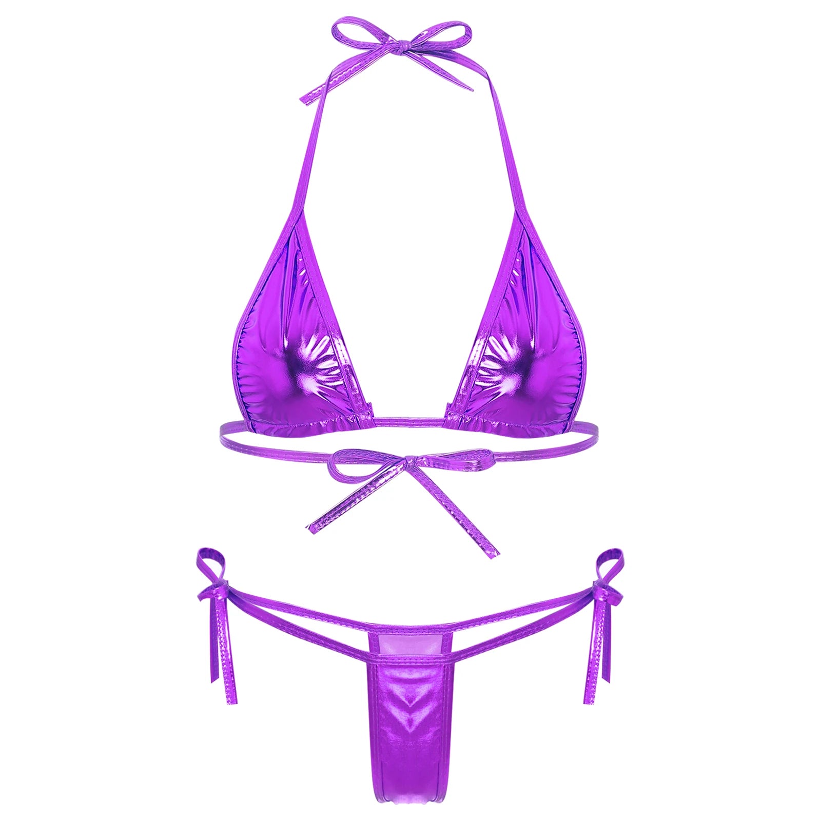 Metallic Shiny Brazilian Micro Bikini Set for Women