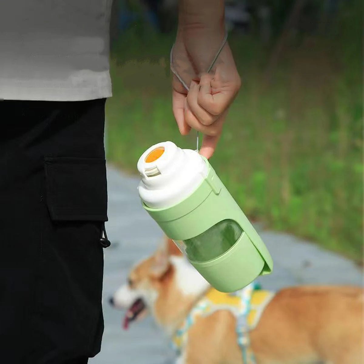 Integrated Portable Pet Water and Food Dispenser Bottle