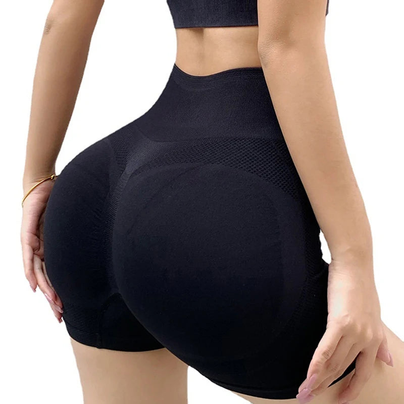 High Waist Push Up Gym Shorts for Women in Breathable Polyester