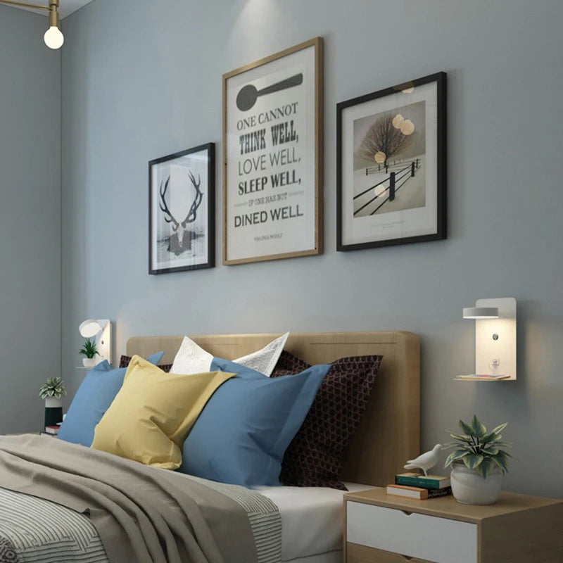 Modern Black LED Wall Lamps with USB Charging for Home