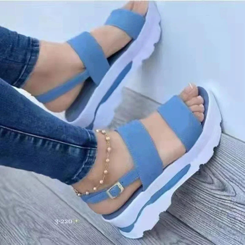 EKMT Women's Low Platform Wedge Sandals for Casual Wear