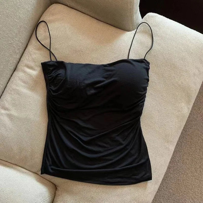 Women's Casual Summer Tank Top with Built-In Bra