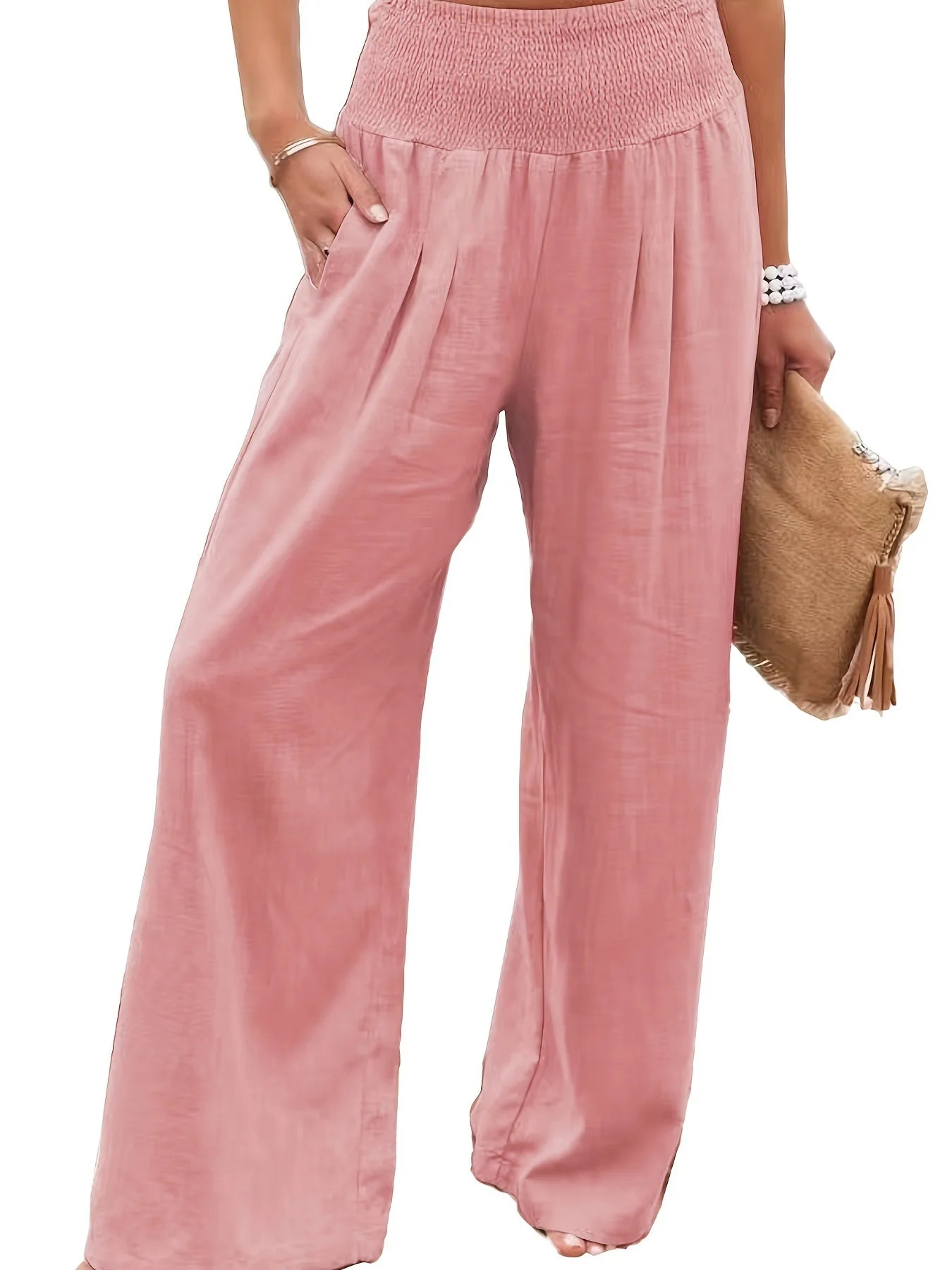 Women's Wide Leg Beach Pants with Drawstring for Summer
