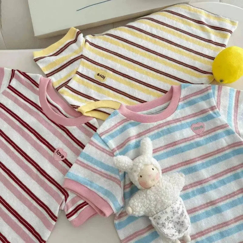 Pink Striped Summer T-Shirt for Girls Aged 1-3 Years