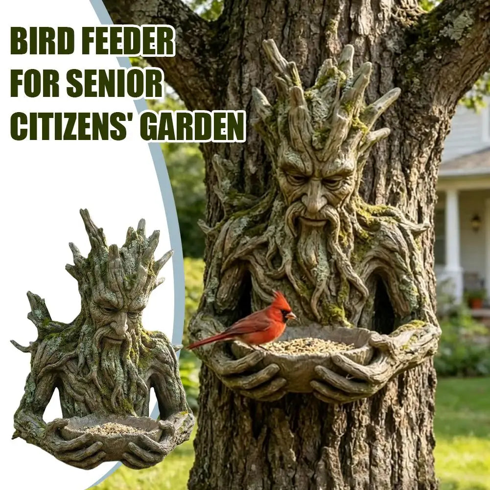 Artistic Resin Bird Feeder with Tree Spirit Design