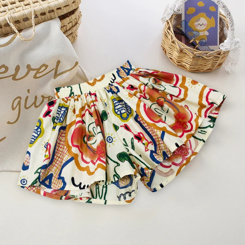 Cute Summer Cotton Girls Skirt Shorts for Kids 4-6Y