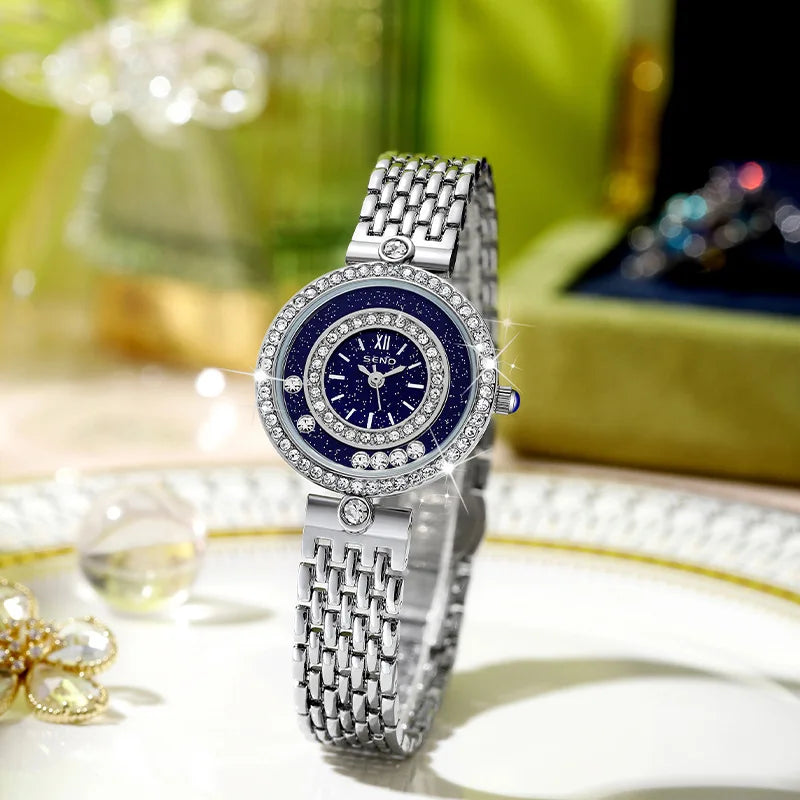 Luxury Silver Quartz Bracelet Watch for Women