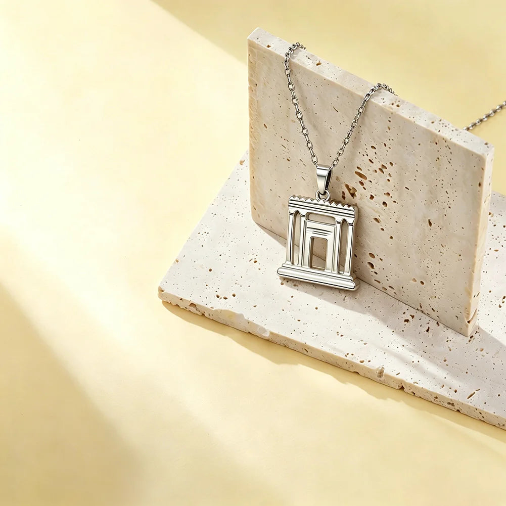Jerusalem Holy Second Temple Pendant Necklace in Stainless Steel