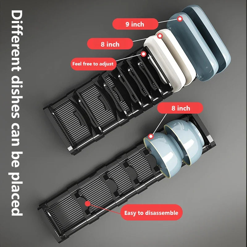 Plastic Kitchen Cabinet Dish Storage Rack with Adjustable Features
