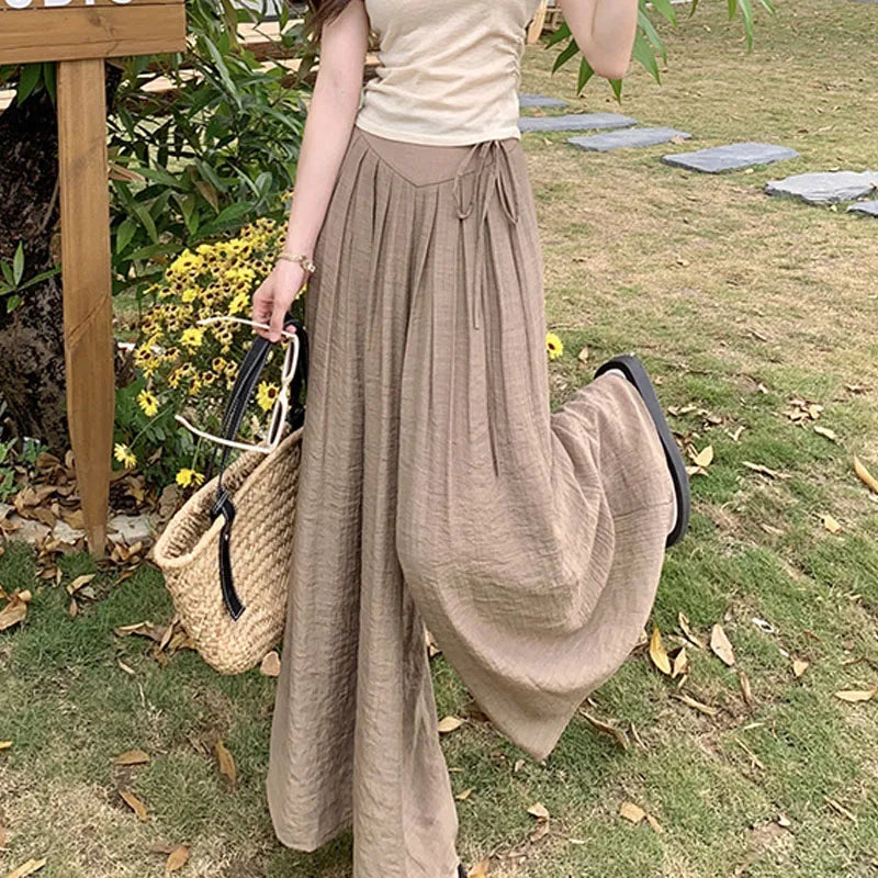 Elegant Wide Leg Pants for Women in Mercerized Cotton