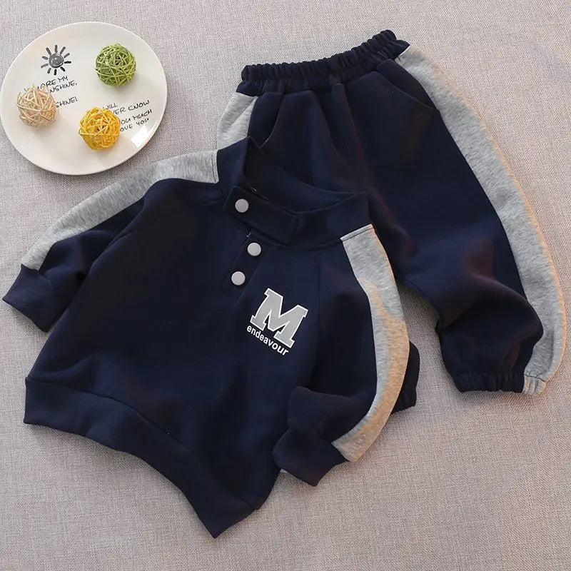 Boys Long Sleeve Turtleneck Sweatshirt Set for Spring Autumn
