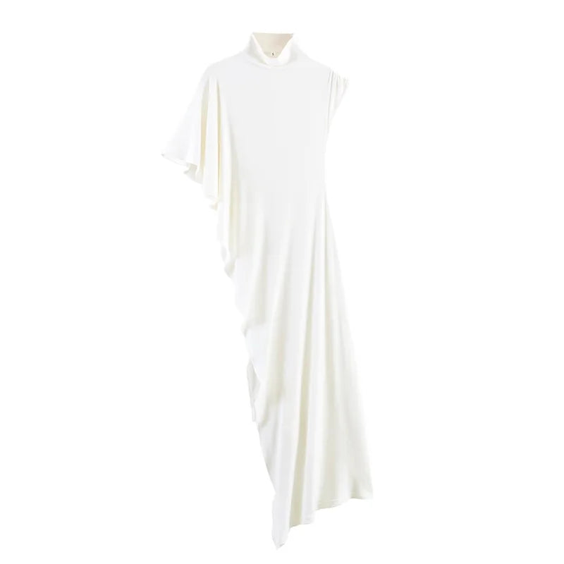 Asymmetrical Pleated Black Top for Women in Polyester