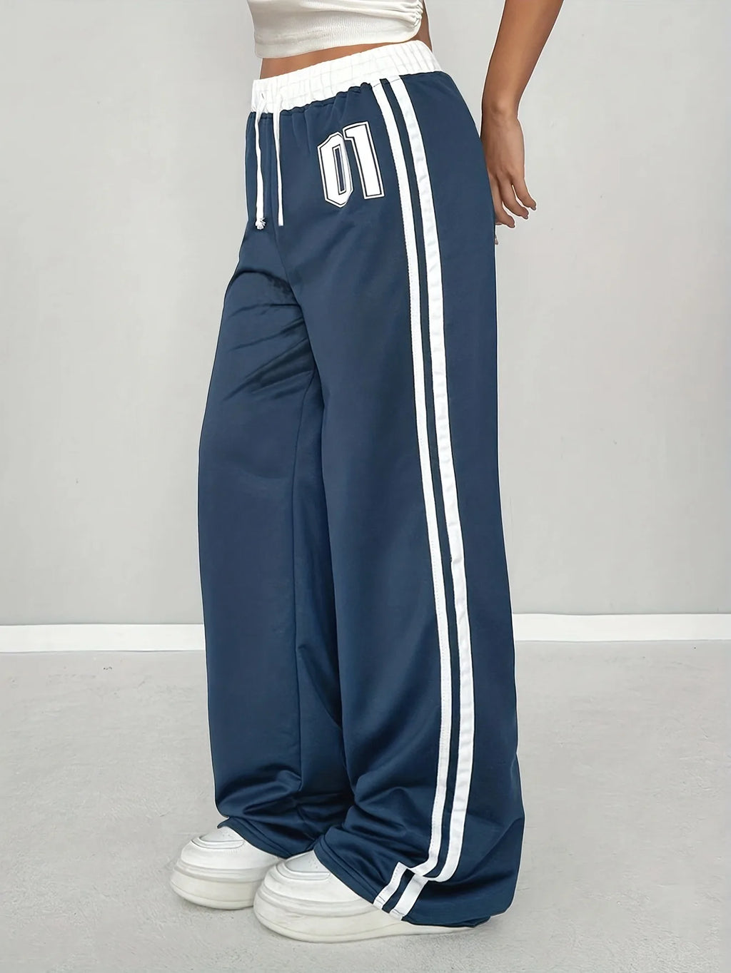 Girls Print Side Stripe Wide Leg Track Pants 4-6Y