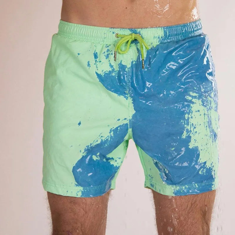 BeckyWalk Mens Color-Changing Swim Trunks Quick Dry Board Shorts