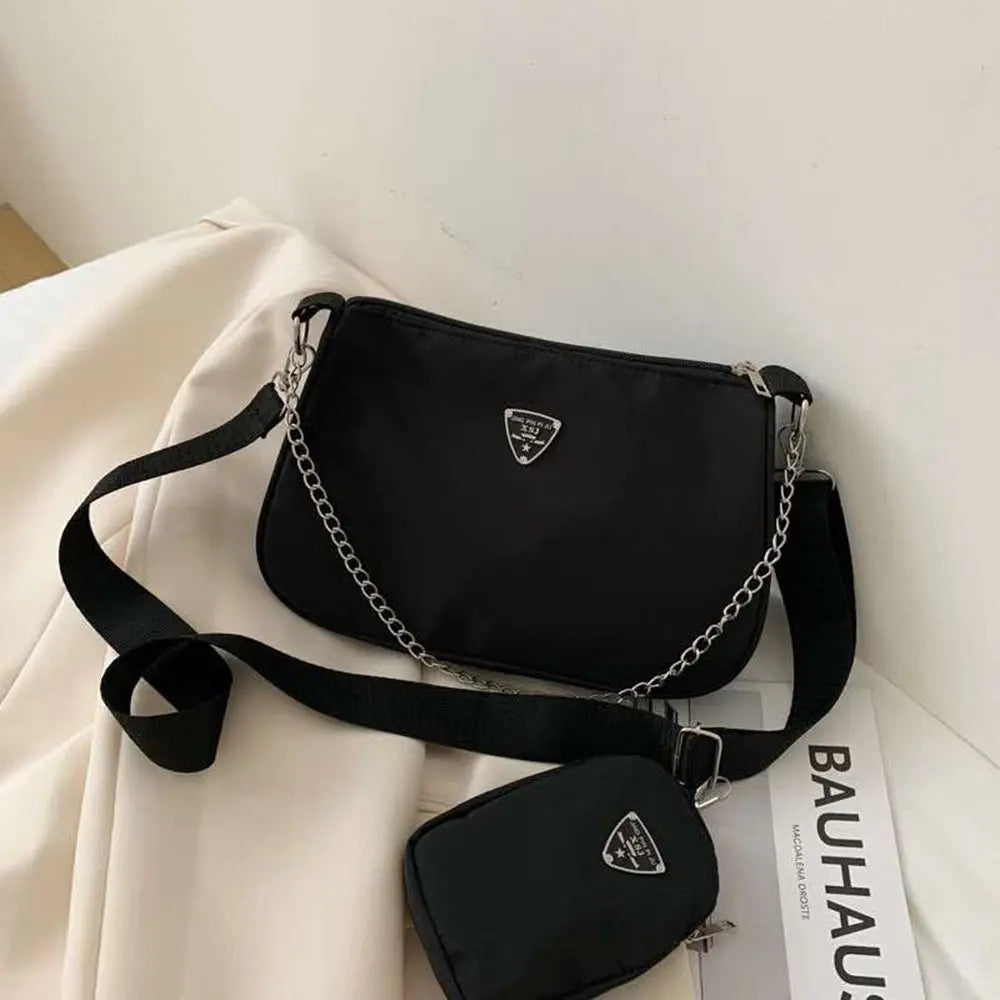 Nylon Handbag Set for Women - Casual Crossbody and Shoulder Bags