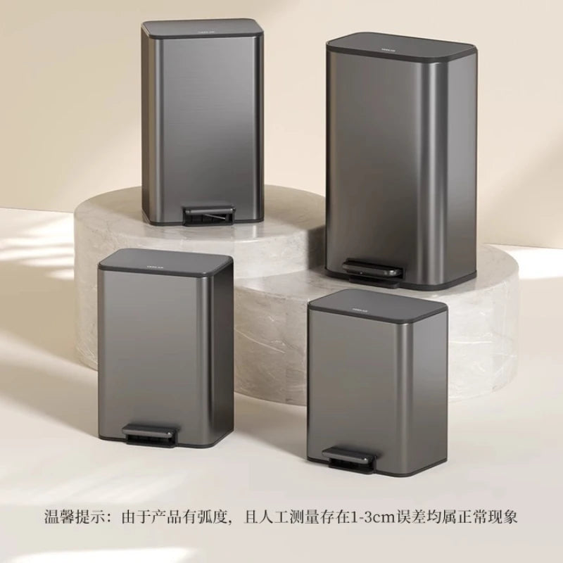 Large Capacity Stainless Steel Kitchen Bin in Italian Style
