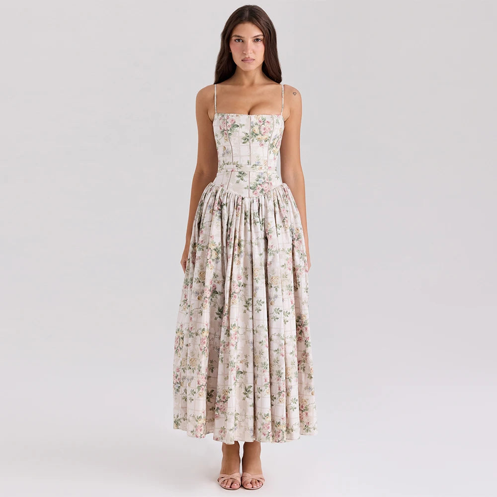 Suninheart Women's Midi Floral Print Dress for Summer 2025