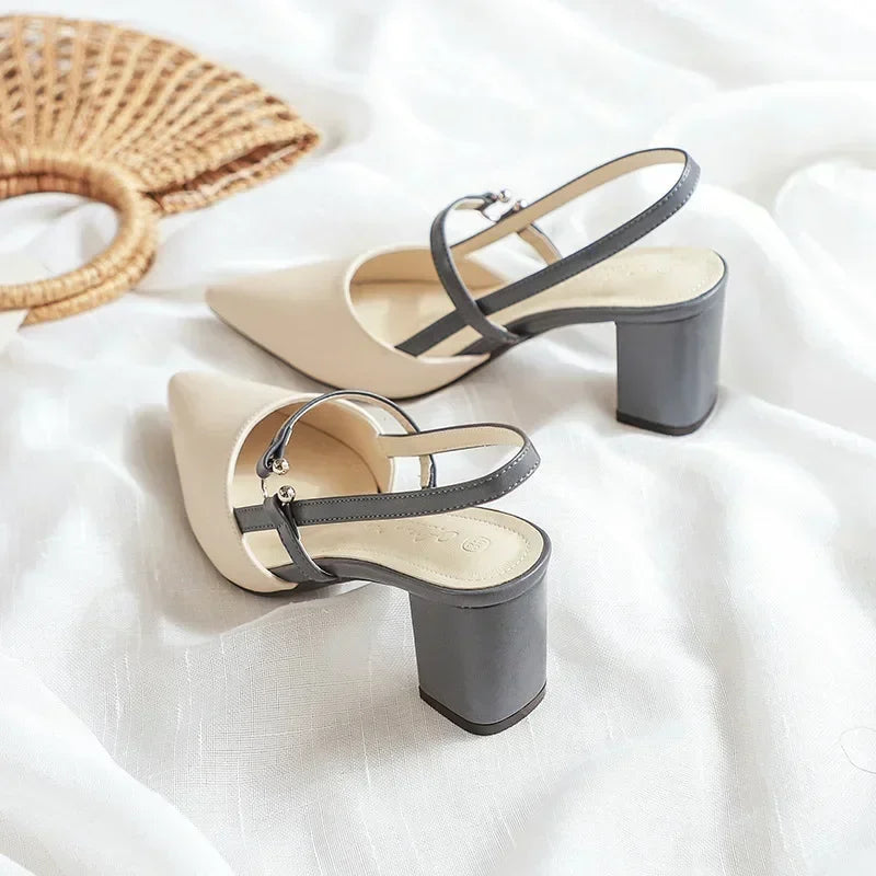 Elegant Chunky High Heels for Women with Pointed Toe
