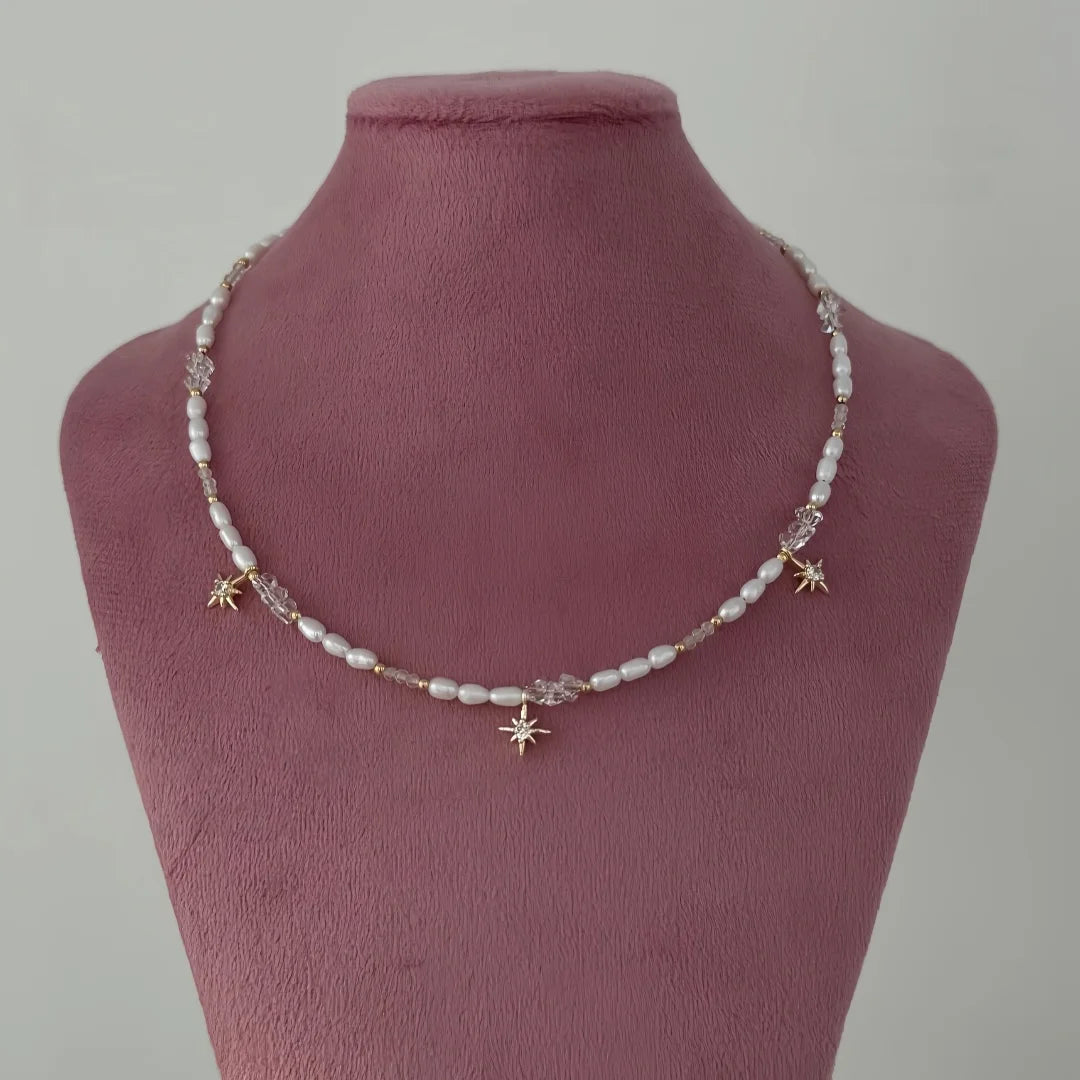 Gold Silver Minimalist Pearl Necklace for Women