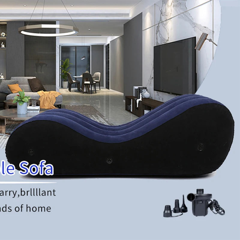 S-shaped Portable Inflatable Sofa Bed for Couples