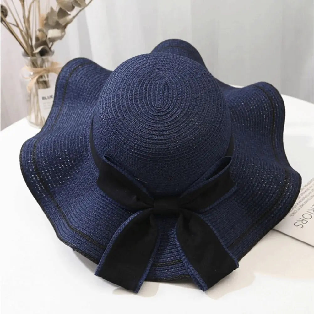 Women’s Casual Straw Sun Hat with Bowknot for Summer