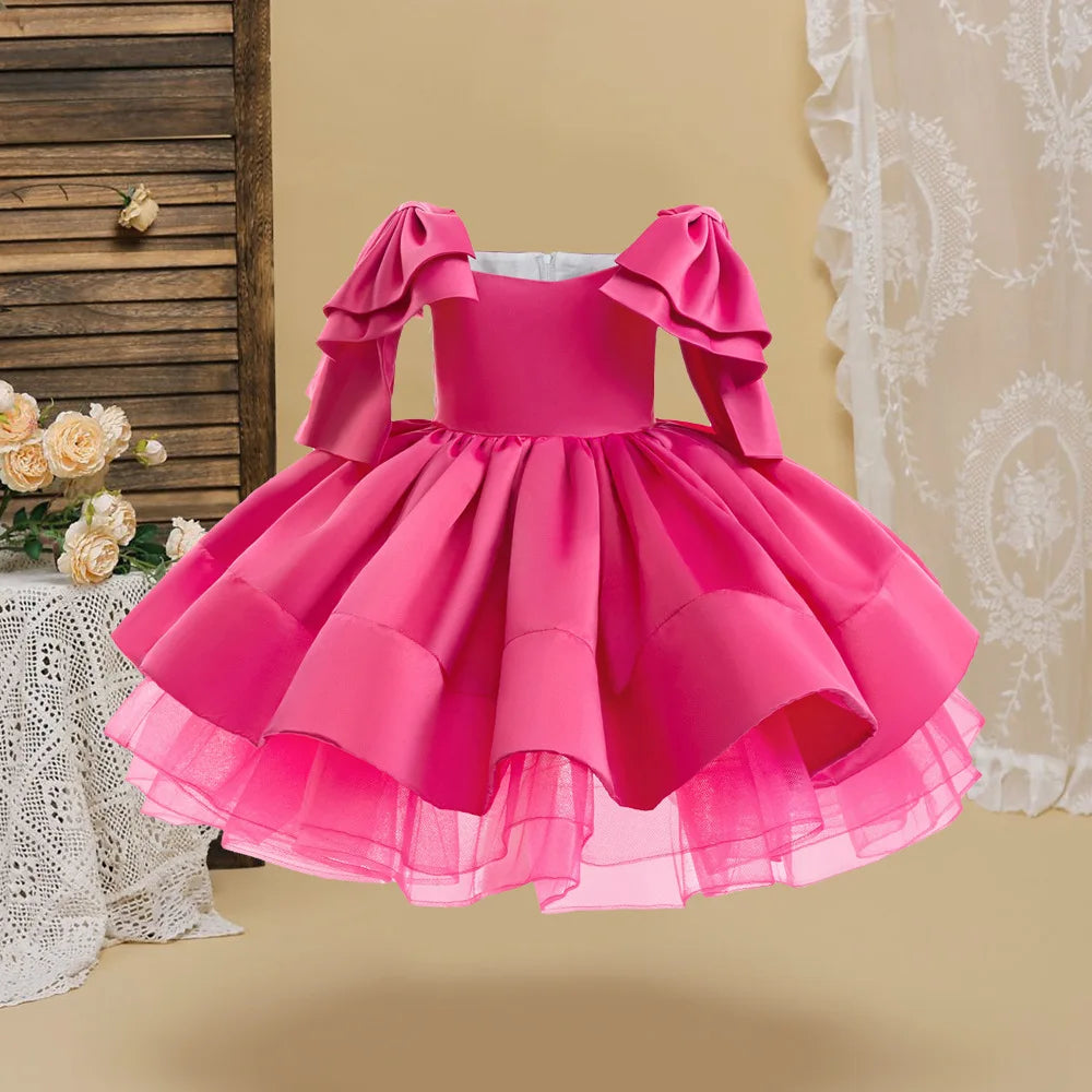 White Cotton Princess Dress for Girls Aged 4-7 Years