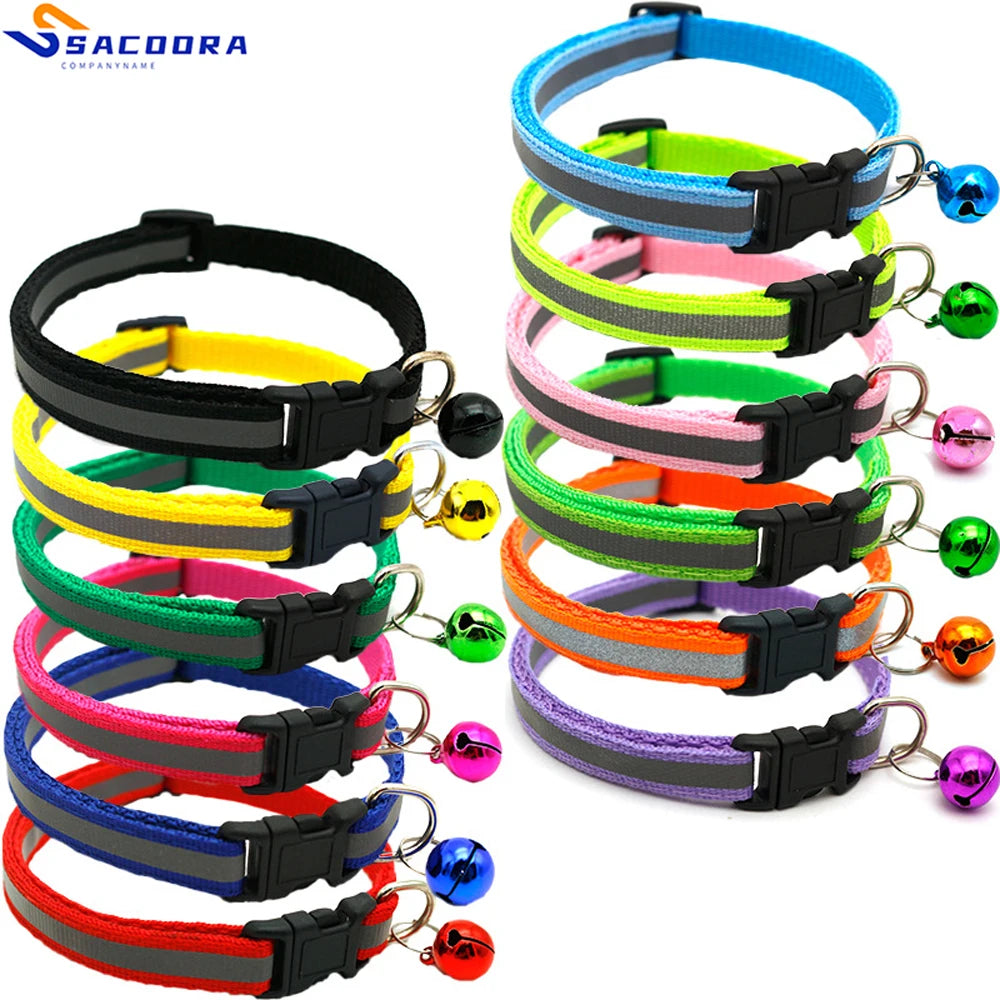 Reflective Bell Pet Collar for Small Dogs and Cats - 2 Pack