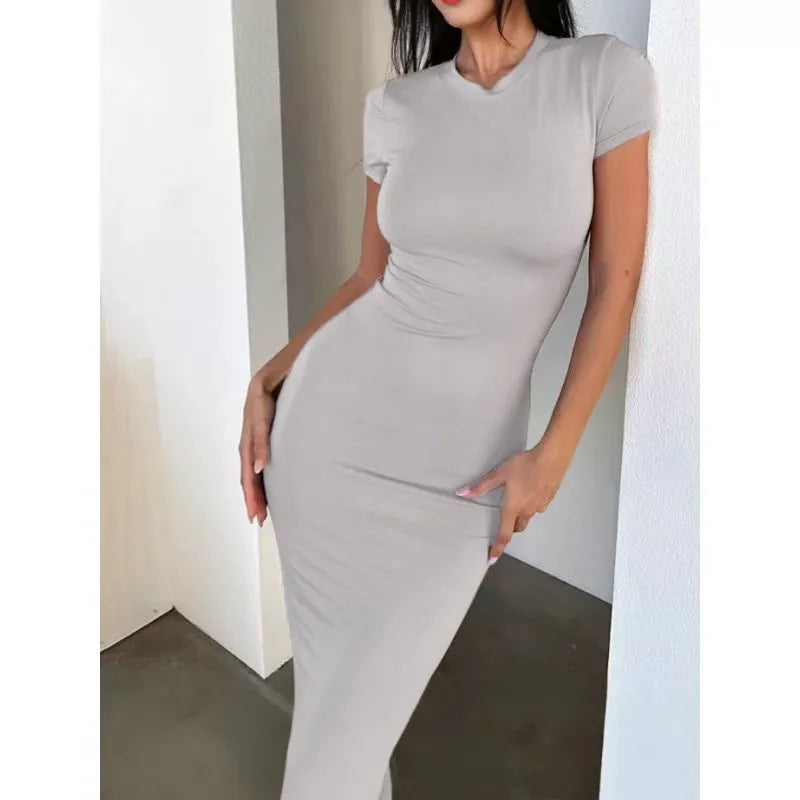 Elegant Floor-Length Women's Dress in Polyester Blend
