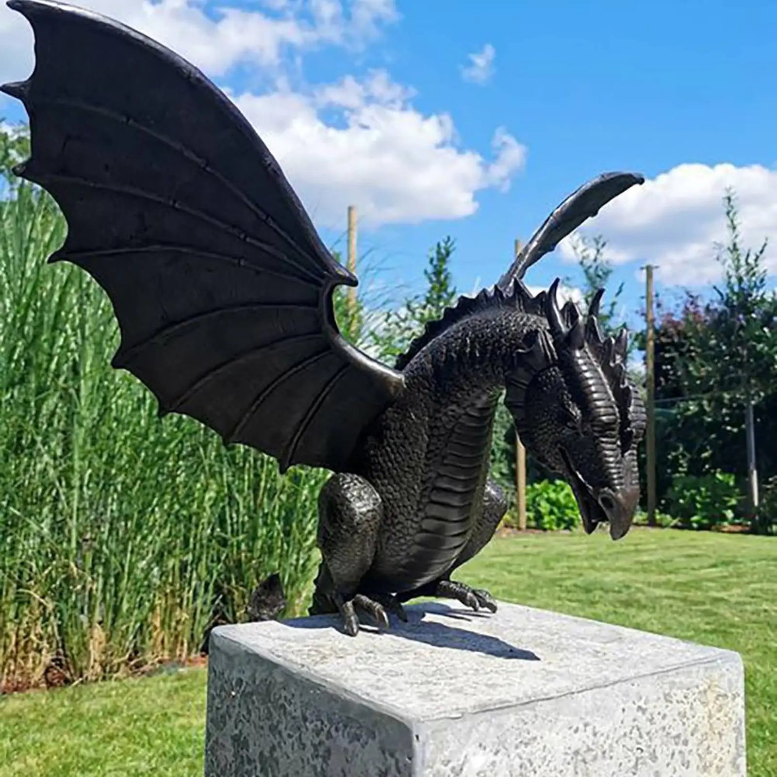 Bronze Resin Fountain Dragon Ornament for Garden Decor