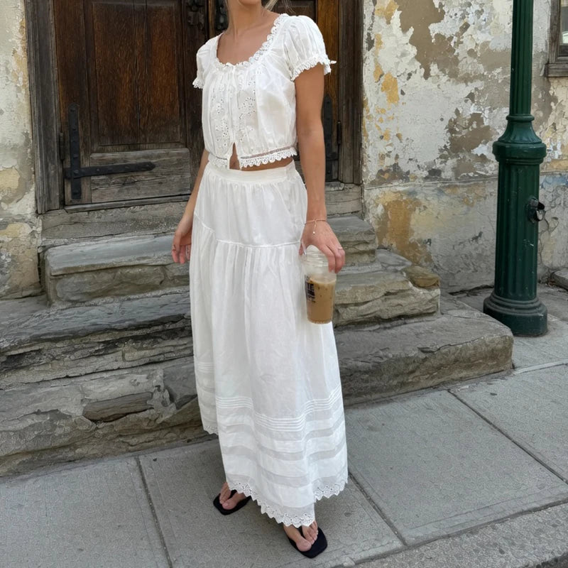 Chic High Waist Vintage A-line Skirt for Women
