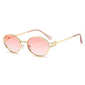 Retro Oval Cat Eye Sunglasses for Women in Alloy Frame
